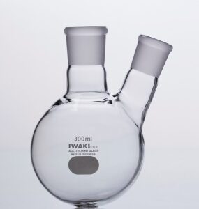 boiling flask round bottom with ts joint 2 neck IWAKI